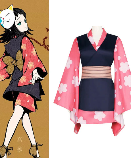 Demon Slayer Anime Peripheral Makomo Kanroji Mitsuri Kokushibo Nakime Costume  Style Kimono Cos Outfit Halloween Party