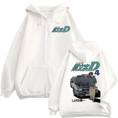 Initial D Takumi Fujiwara Zip-Up Hoodie — Vintage Print
