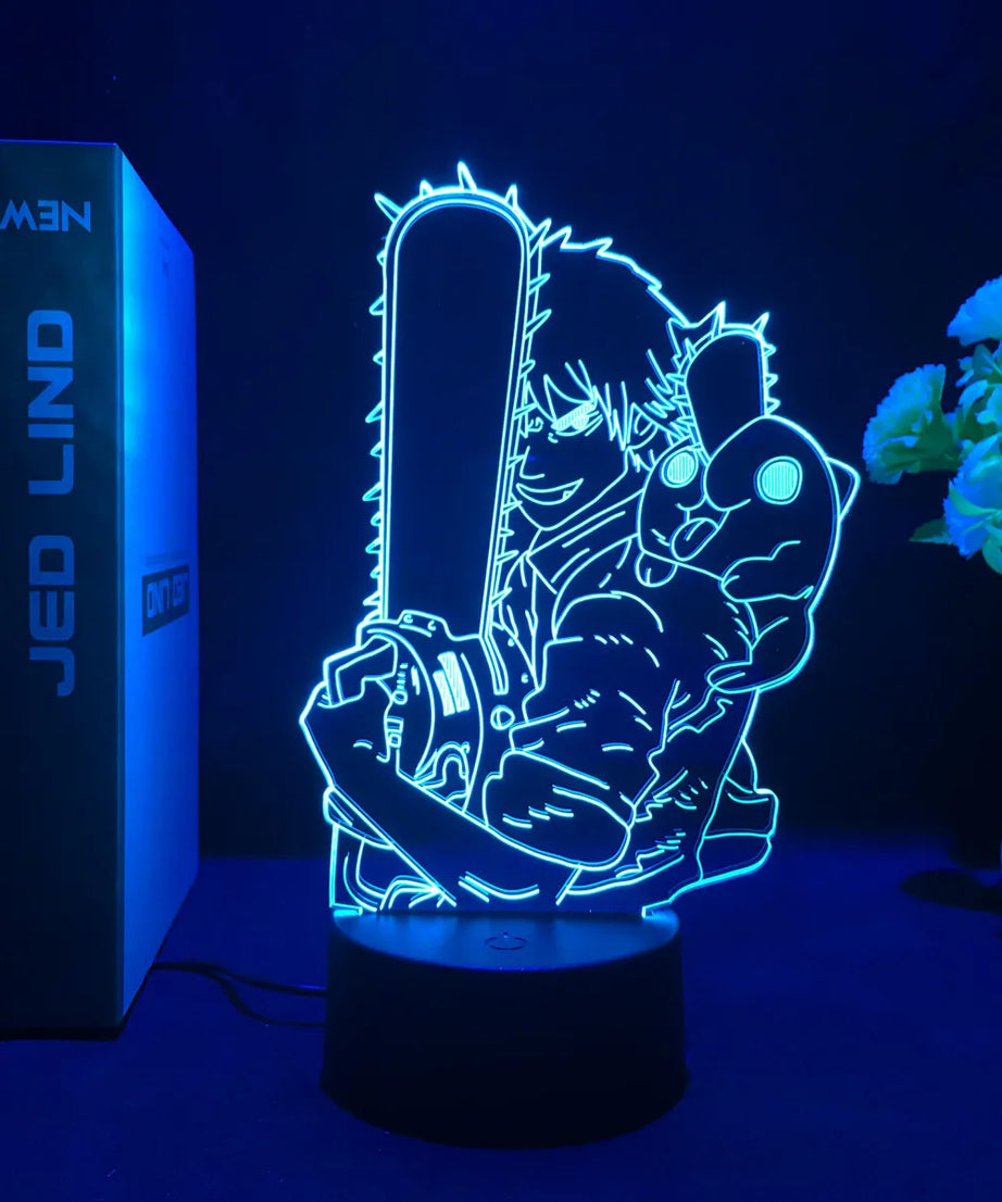 Anime Chainsaw Man Led Acrylic Stand Denji Power Makima Action Figure For Kids Bedroom Decor Nightlight Birthday