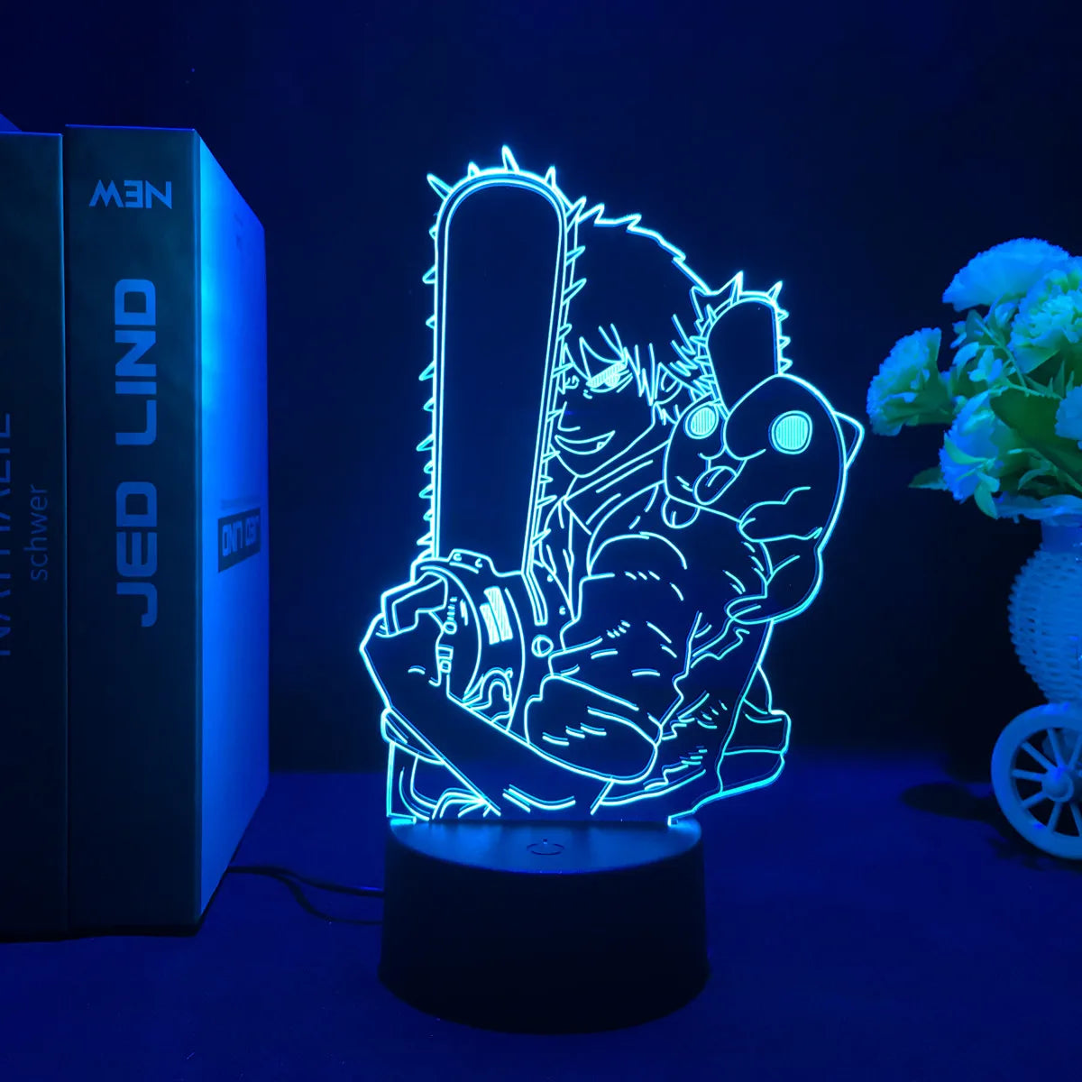 Anime Chainsaw Man Led Acrylic Stand Denji Power Makima Action Figure For Kids Bedroom Decor Nightlight Birthday