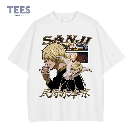 Vinsmoke Sanji Harajuku Anime One Piece T-Shirt 100% Cotton