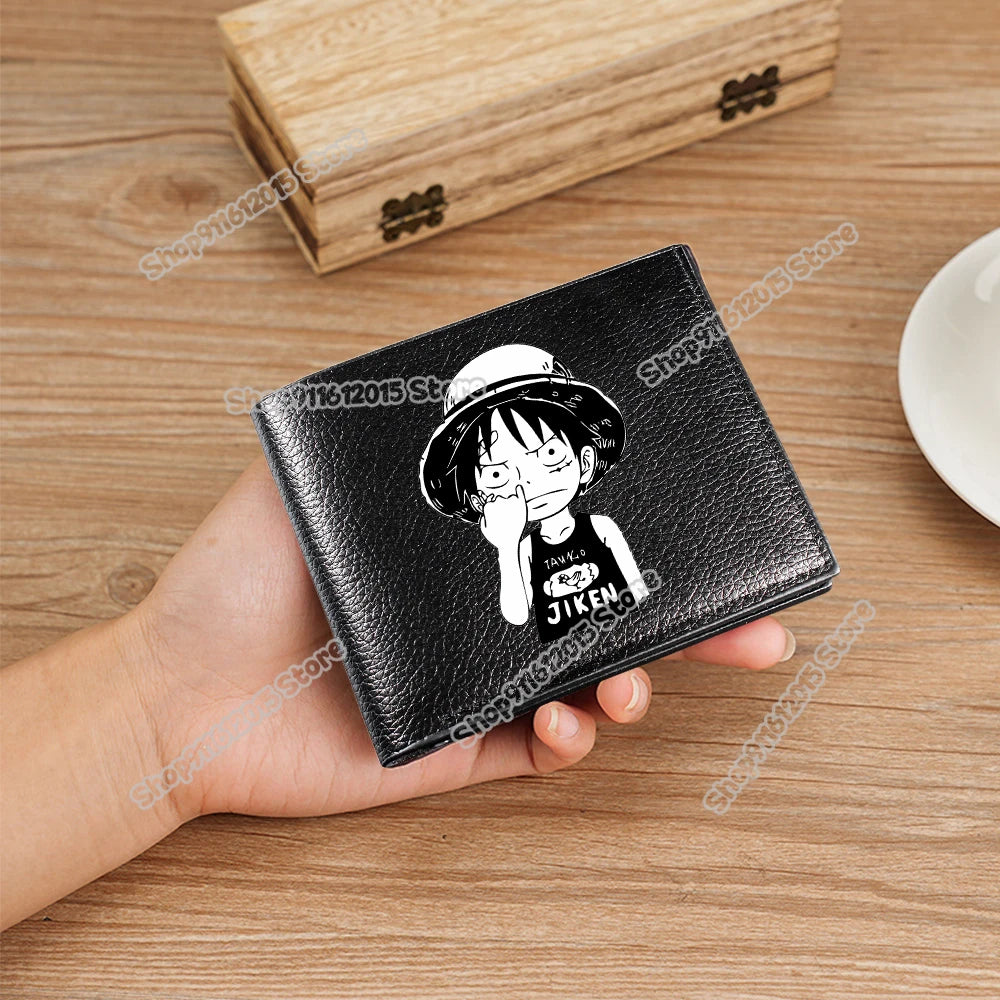 One Piece Pu Leather Wallet for Men Foldable Short Wallets Luffy Zoro Chopper Coin Purse Man Multi-slot Credit ID Card Holder