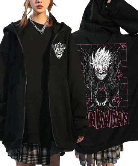 Anime Dandadan Ken Takakura Graphic Print Hooded Men women Zip Up Hoodies Oversized Sweatshirts Harajuku Male Zipper Jacket