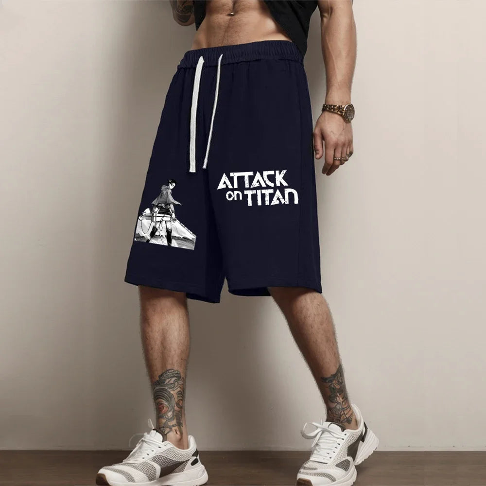 Attack on Titan Shorts Anime Printed Shorts Summer Casual Sportswear Men GYM Workout Male Fitness Sport Shorts Hip Streetwear