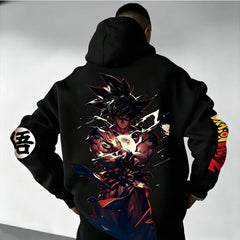 Dragon Ball Goku Printed Loose Hoodie – Y2K Red Graphic Streetwear Pullover