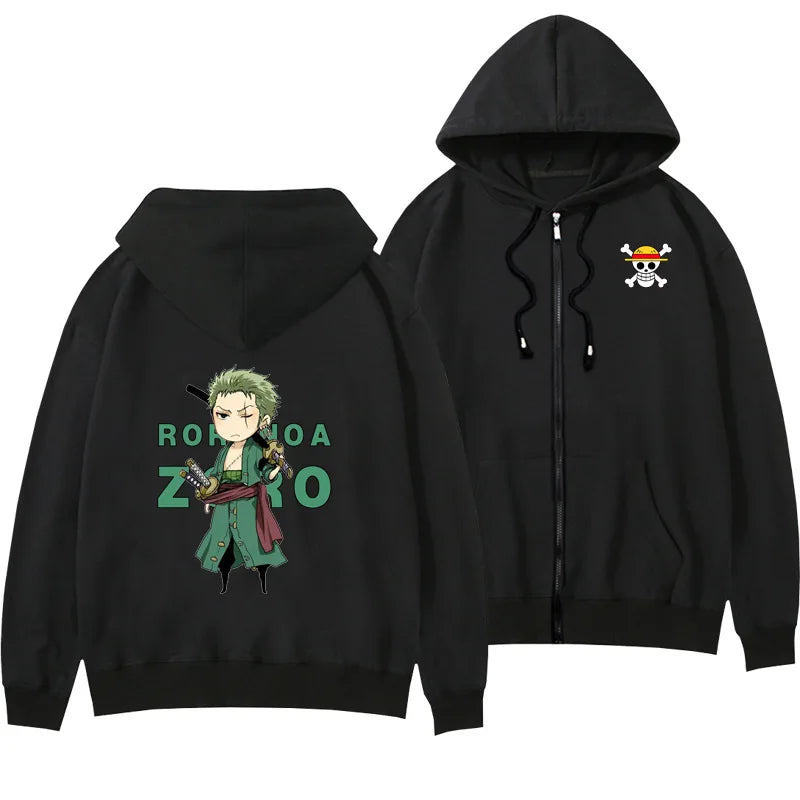 One Piece Anime Women Zip Up Hoodie Jacket Spring Autumn 2New Fashion Mens Sweatshirt Couple Promozed Clothes Coats