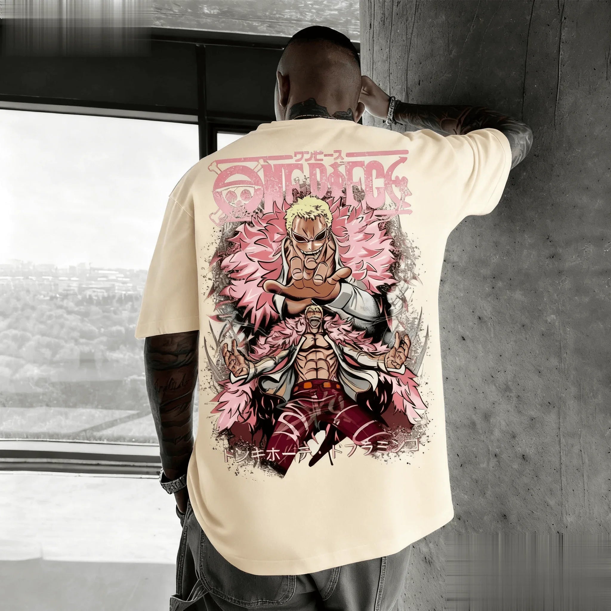 New Unisex One Piece Doflaminggo Anime Men T Shirt Short Sleeve Tee Summer Y2k Graphic Streetwear Casual Top Oversized