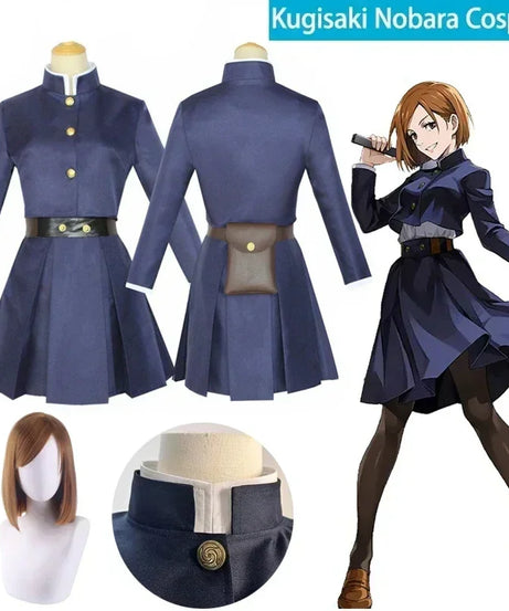 Anime Jujutsu Kaisen Cosplay Kostuum Kugisaki Nobara Tatoo Meisjes Vrouwen Jurk Uniform Volledige Set