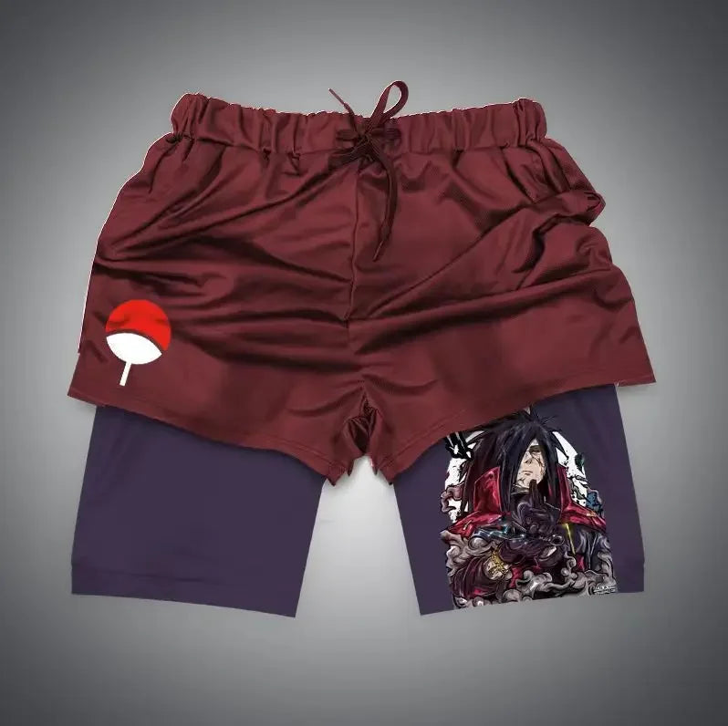 One Piece x Naruto x Dragon Ball 2-in-1 Men’s Gym Shorts – Quick-Dry & Breathable Sportswear