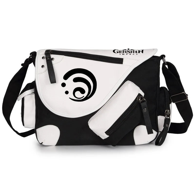 Genshin Impact Anime Canvas Casual Zipper Shoulder Bag Crossbody Bag Schoolbags Large Capacity Bag Men's Shoulder Messenger Gift