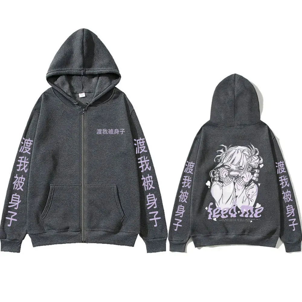 My Hero Academia Himiko Toga Graphic Zip Up Hoodie Unisex Oversized Harajuku Jacket 6