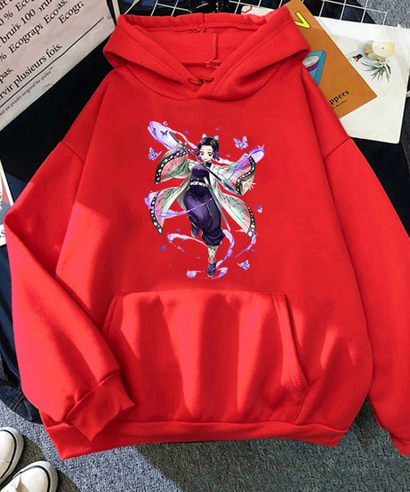 New Fashion Unisex Hoodies Anime Kochou Shinobu Printed Hooded Women Men Harajuku Streetwear Sweatshirt Casual Pullover Tops