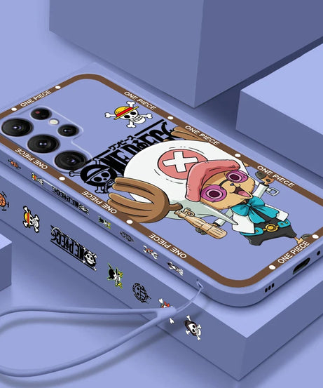One Piece Chopper Cute Girl Liquid Left Rope For Samsung Galaxy S24 S23 S22 S21 S20 FE S10 Ultra Plus Lite 5G Cover Funda