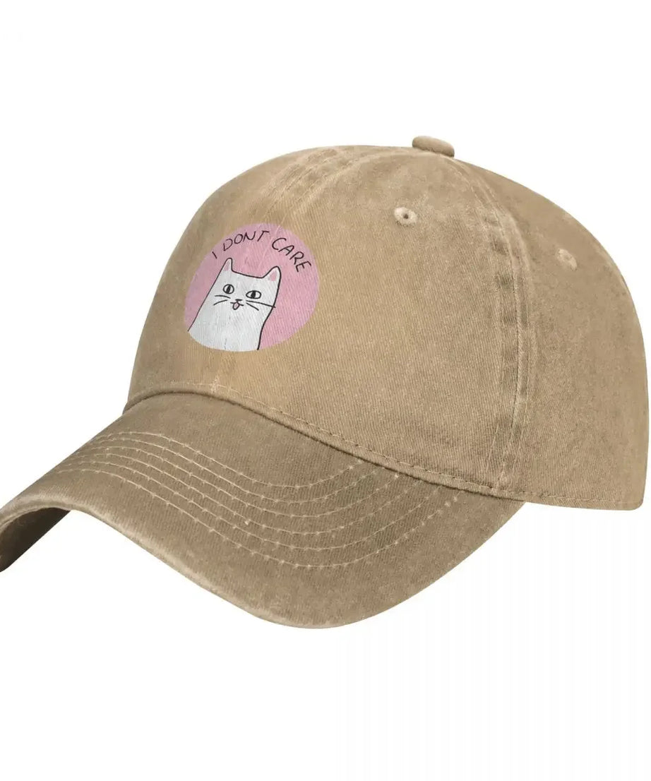 Baseball Caps Hats I Don't Care Cat Dad Hat For Man Peaked Cap Sun anime Shade