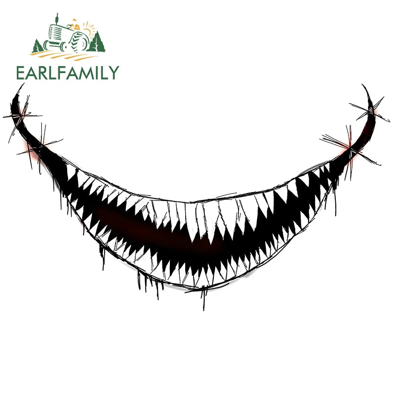 EARLFAMILY 13cm For Scary Devil Tooth Helmet Car Stickers RV JDM Motorcycle Decal Waterproof Camper Van Funny Car Accessories