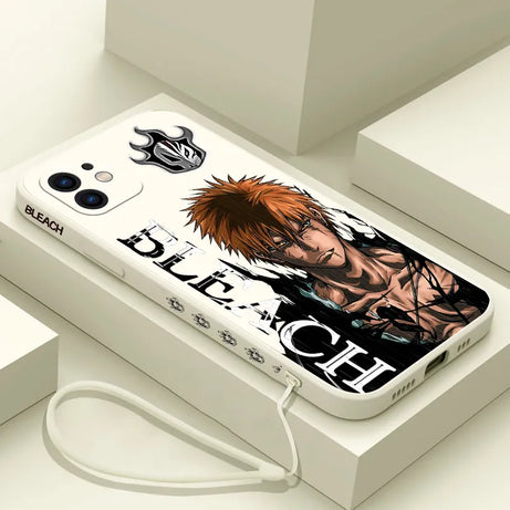Anime Bleach Ichigo Phone Case For iPhone 15 14 13 12 11 Pro Max Mini X XR XS MAX SE20 8 7 Plus Silicone Cases With Lanyard