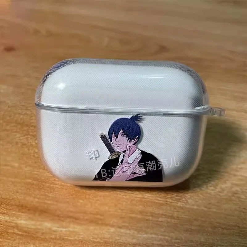 Anime Chainsaw Man power and meowy Soft silicone TPU Case For AirPods 4 Pro 1 2 3 Clear Wireless Bluetooth Earphone Box