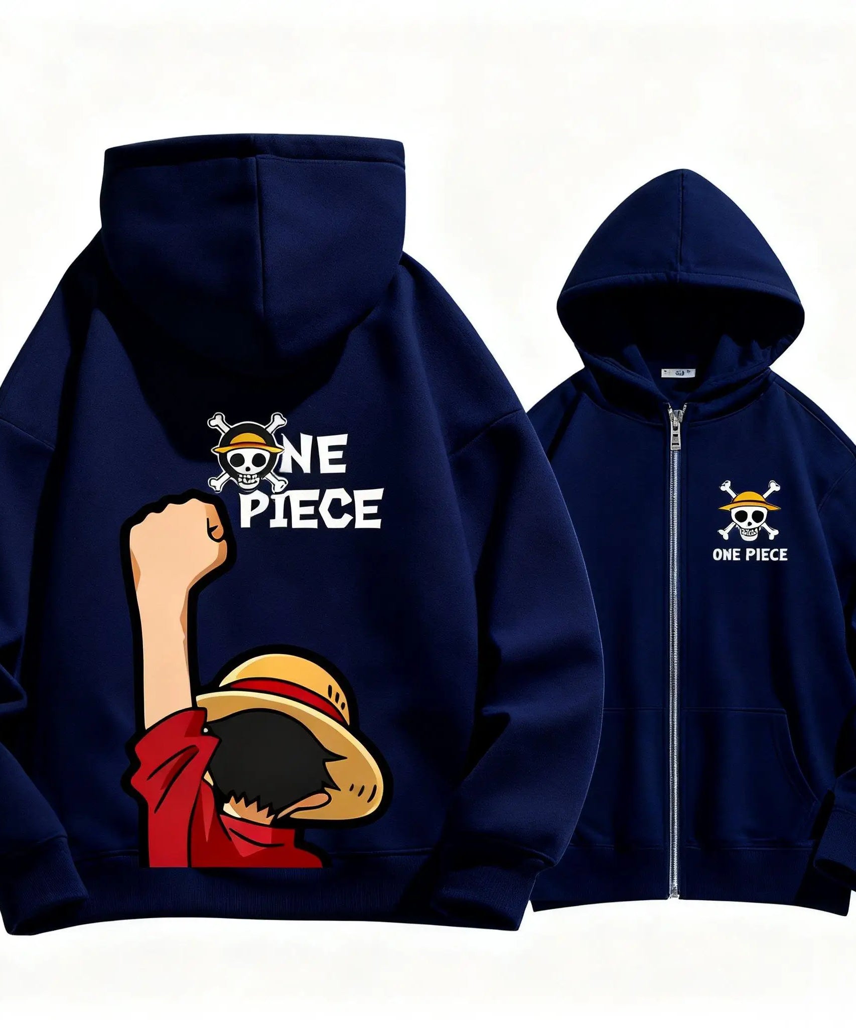 New Unisex Autumn One Piece Anime Hoodie Men Women Zip Up Jacket Luffy Graphic Print Pullover Sweatshirt Streetwear Casual Tops