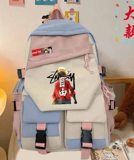 anime One Piece Luffy Zoro anime backpack large capacity student school bag male campus Korean version backpack birthday gift