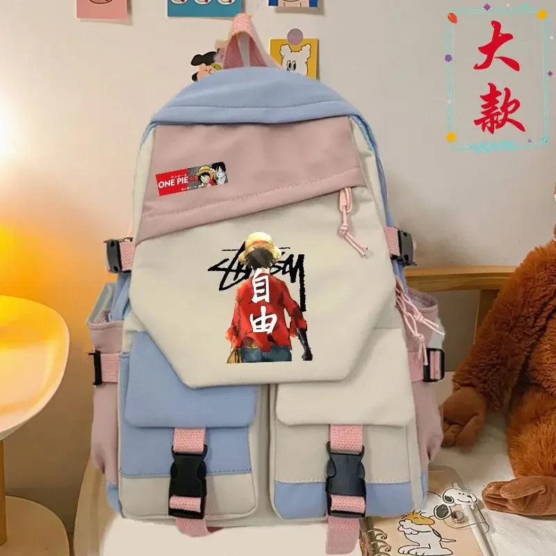 anime One Piece Luffy Zoro anime backpack large capacity student school bag male campus Korean version backpack birthday gift