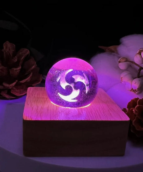 Genshin Impact Seven Elements Crystal Glass Ball 3D Three-dimensional Laser Engraving and Translucent Single Crystal Ball Game