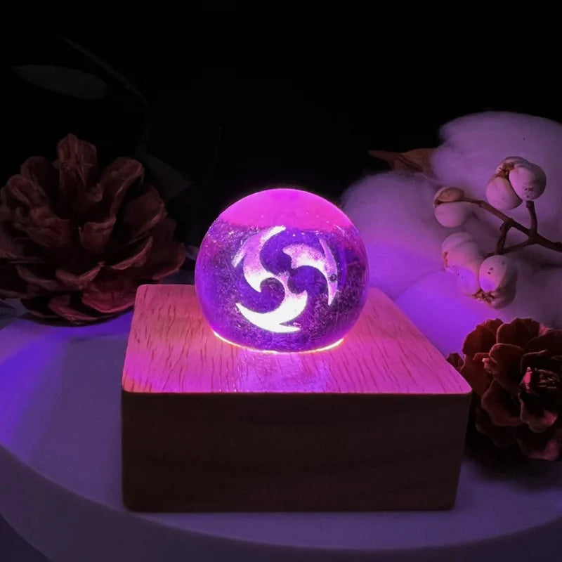 Genshin Impact Seven Elements Crystal Glass Ball 3D Three-dimensional Laser Engraving and Translucent Single Crystal Ball Game