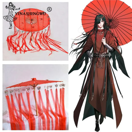 Anime Tian Guan Ci Fu Cosplay Hua Cheng Umbrella Heaven Official's Bless HuaCheng Cosplay Halloween Prop Tassel Paper Umbrella