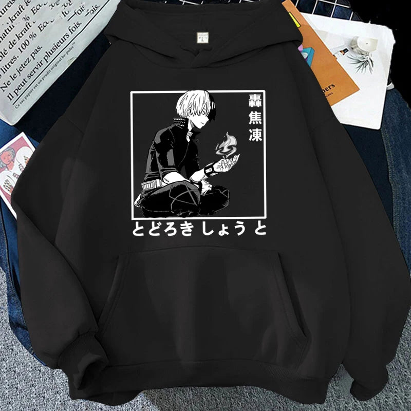 New Anime Todoroki Shoto Print Hooded Fashion Women Girl Sweatshirt Long Sleeve Casual Tops Harajuku Sweatshirt