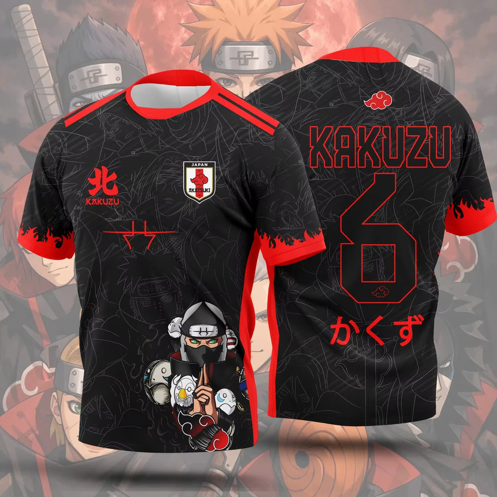 Anime Naruto Akatsuki Jersey T-Shirt – Pain & Itachi Printed Sports Tee for Men & Women 4
