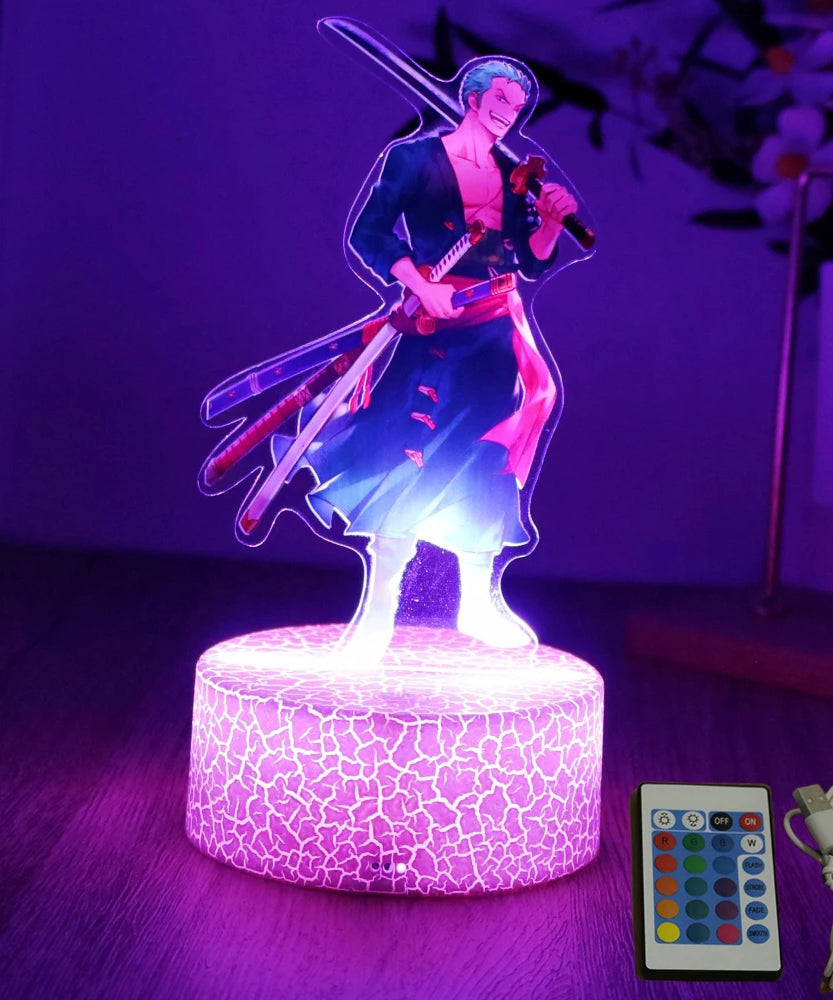 Actions Figure One Piece Luffy Zoro Anime Figures 3D Lamp PVC Action Collection Model Toys LED Night Light Kid Christmas Gift