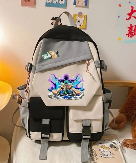 anime One Piece Luffy Zoro anime backpack large capacity student school bag male campus Korean version backpack birthday gift