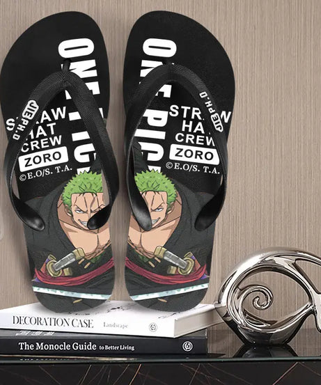 One Piece anime peripheral flip-flops Luffy Zoro creative  outdoor daily anti-slip clip-on summer couple slippers gift