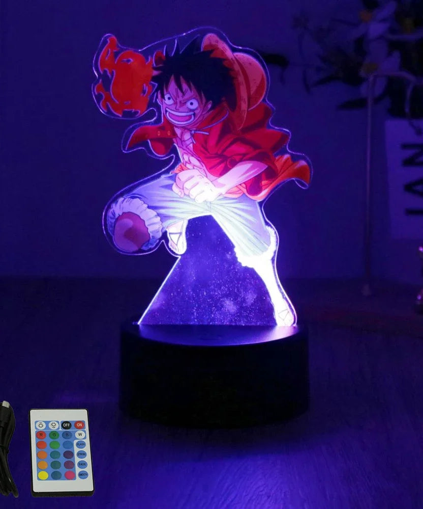Actions Figure One Piece Luffy Zoro Anime Figures 3D Lamp PVC Action Collection Model Toys LED Night Light Kid Christmas Gift