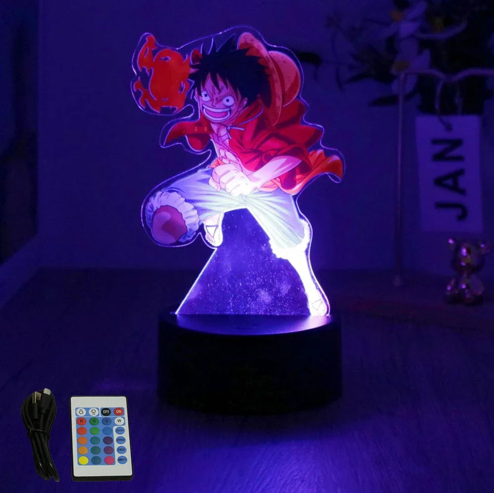 Actions Figure One Piece Luffy Zoro Anime Figures 3D Lamp PVC Action Collection Model Toys LED Night Light Kid Christmas Gift