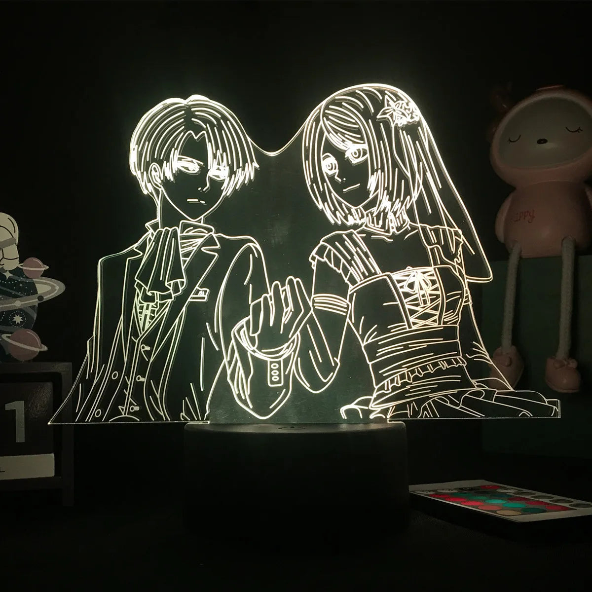 Anime 3D Lamp Attack on Titan Acrylic Luminous Stand Mikasa Ackerman Eren Yeager Action Figure For Kids Children Gifts