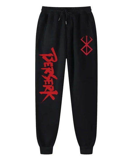 Men's berserk animated printed sportswear pants sports jogging pants casual polar lining pocket pants