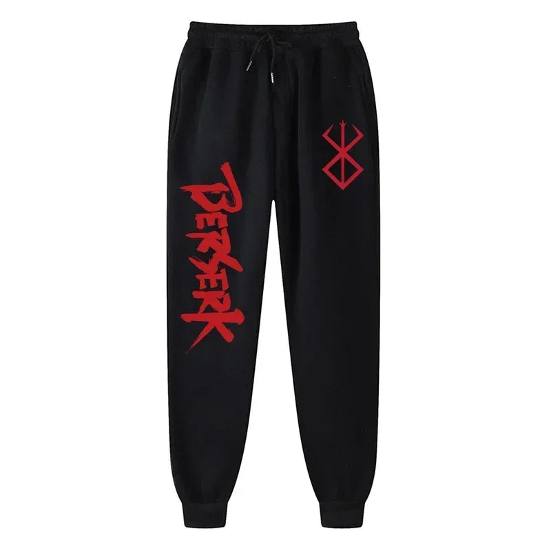 Men's berserk animated printed sportswear pants sports jogging pants casual polar lining pocket pants