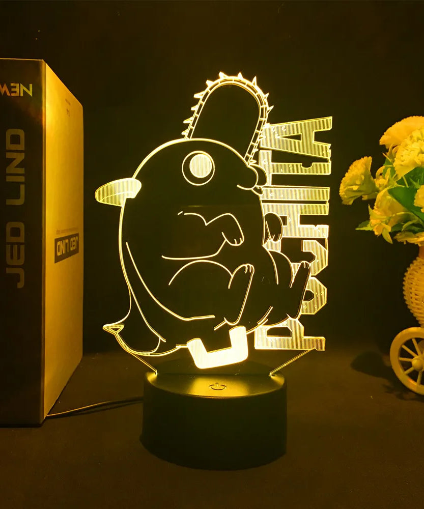 Anime Chainsaw Man Led Acrylic Stand Denji Power Makima Action Figure For Kids Bedroom Decor Nightlight Birthday