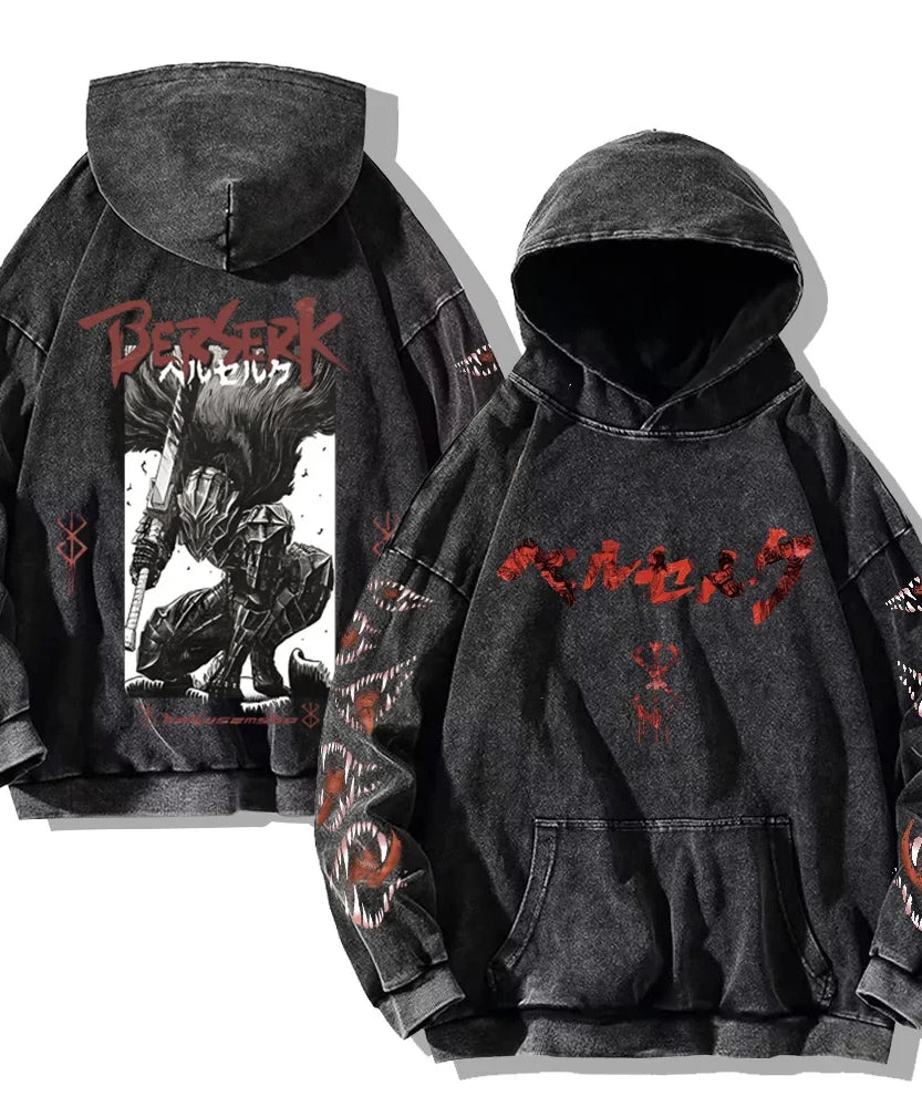 Gothic Vintage Washed Hoodies Teeth Funny Printed Sweatshirts Harajuku Retro Long Sleeve Pullover Men Women Y2k Oversized Hoodie