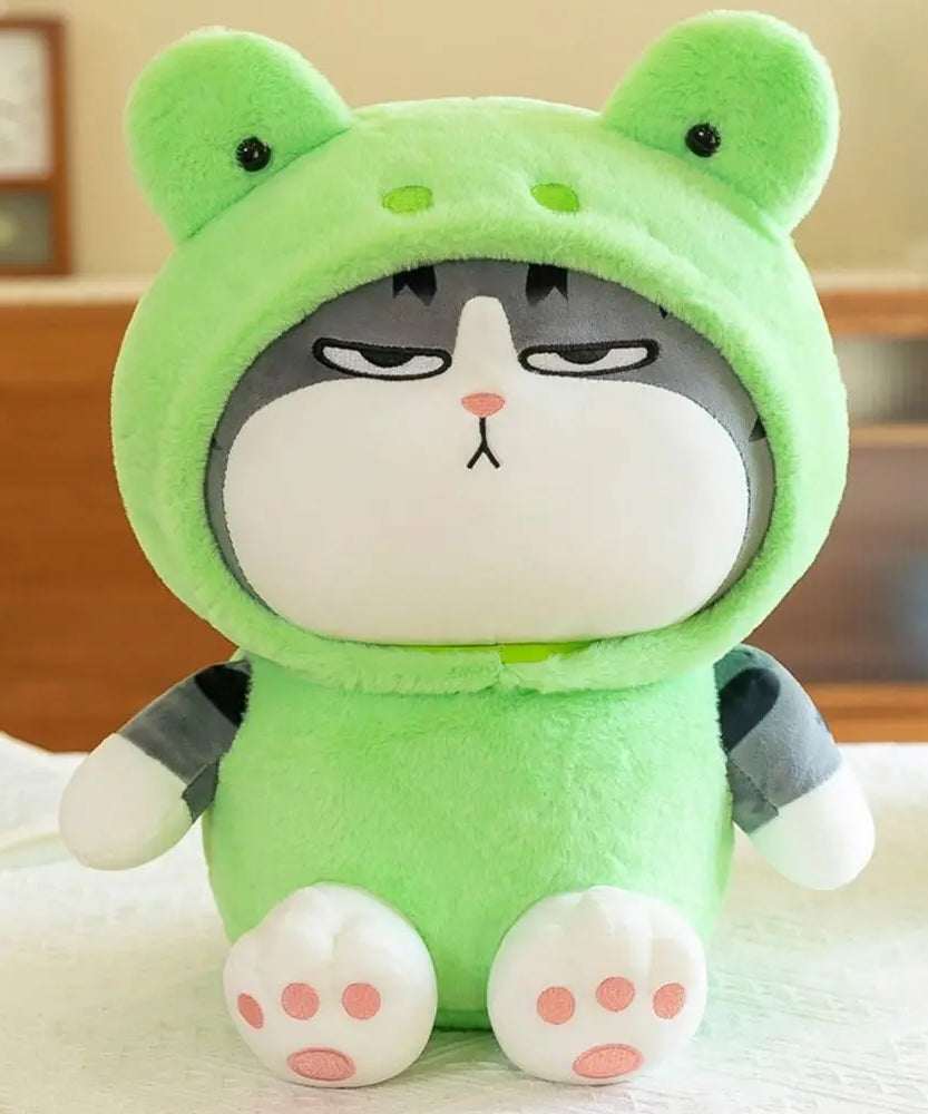 22/40cm Tabby Cat Doll Plush Toy Small Hooded Dressed Panda Frog Bunny Plushie Peluche Cosplay Animal Kids
