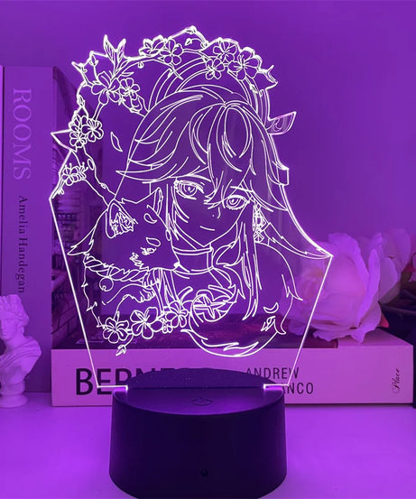 Newly Genshin Impact Night Light Yae Miko Game Figures Acrylic Stand Model 3D Table Lamp Kids Git Acrylic Bedside lamp