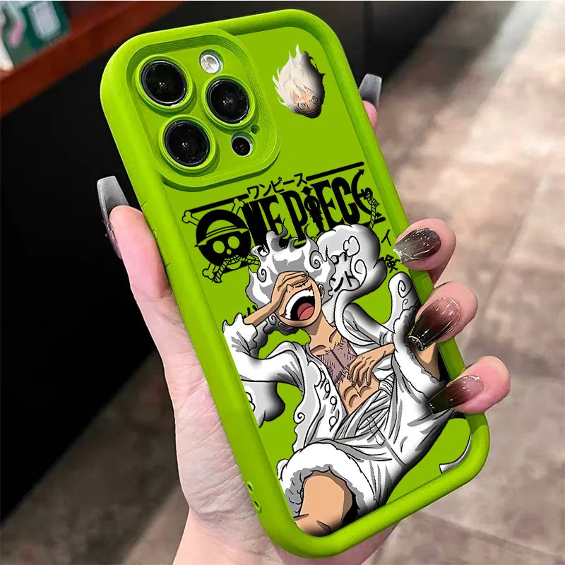 Anime One Piece Luffy Gear 5th Phone Case for iPhone 15 14 13 12 11 Pro Max Plus Shockproof Silicone