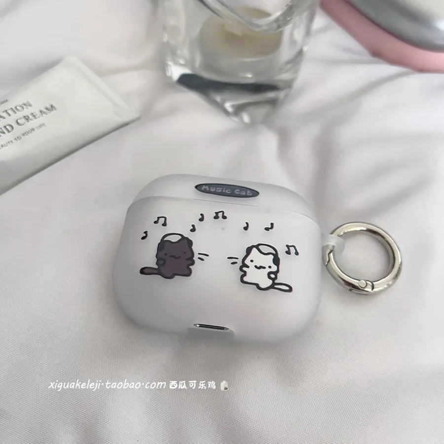 For AirPods 4 Cute Cat Couple Earphone Case for AirPods Pro2 Pro 1 2 3 Case Animal Soft Clear TPU Cover Fundas
