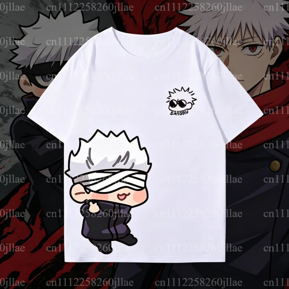Anime Jujutsu Kaisen Gojo Satoru Cute Chibi Print T-Shirt – Unisex Oversized Casual Streetwear Tee