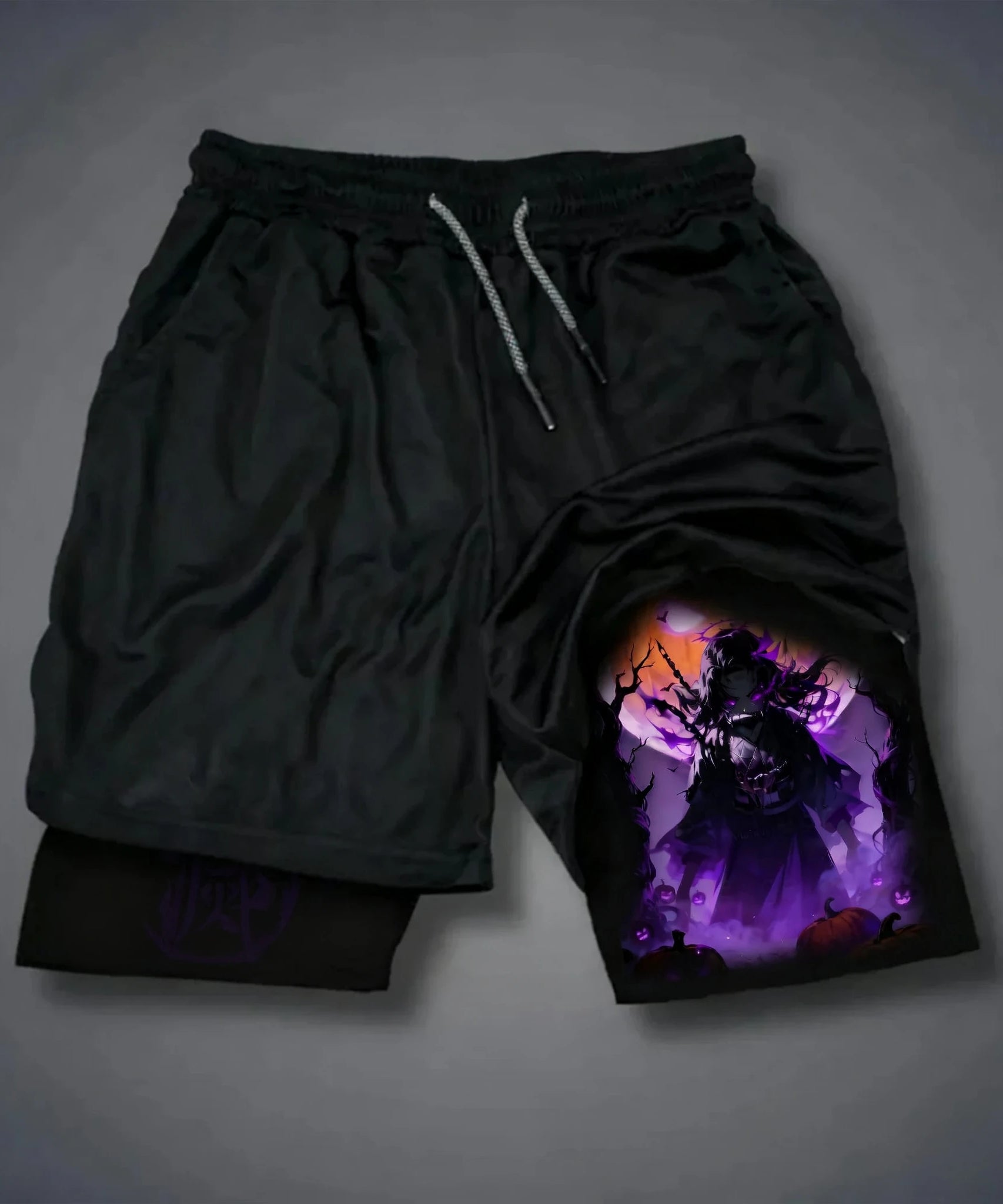Demon Slayer Anime New Printed Sports Shorts Summer Men's and Women's Fashion Fitness Swimming Hiking 2-in-1 Sports Shorts