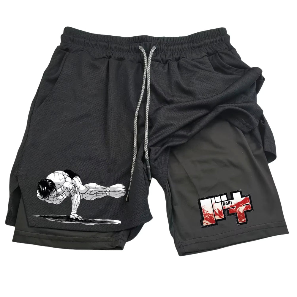 Baki Hanma Anime Men's 2-in-1 Gym Shorts – Quick-Dry Mesh Fitness Activewear 5