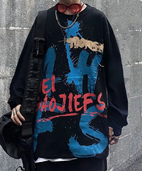 Anime One Piece Monkey D. Luffy Spring and Autumn New Loose Boys' Long Sleeve Cartoon Student T-shirt Clothes