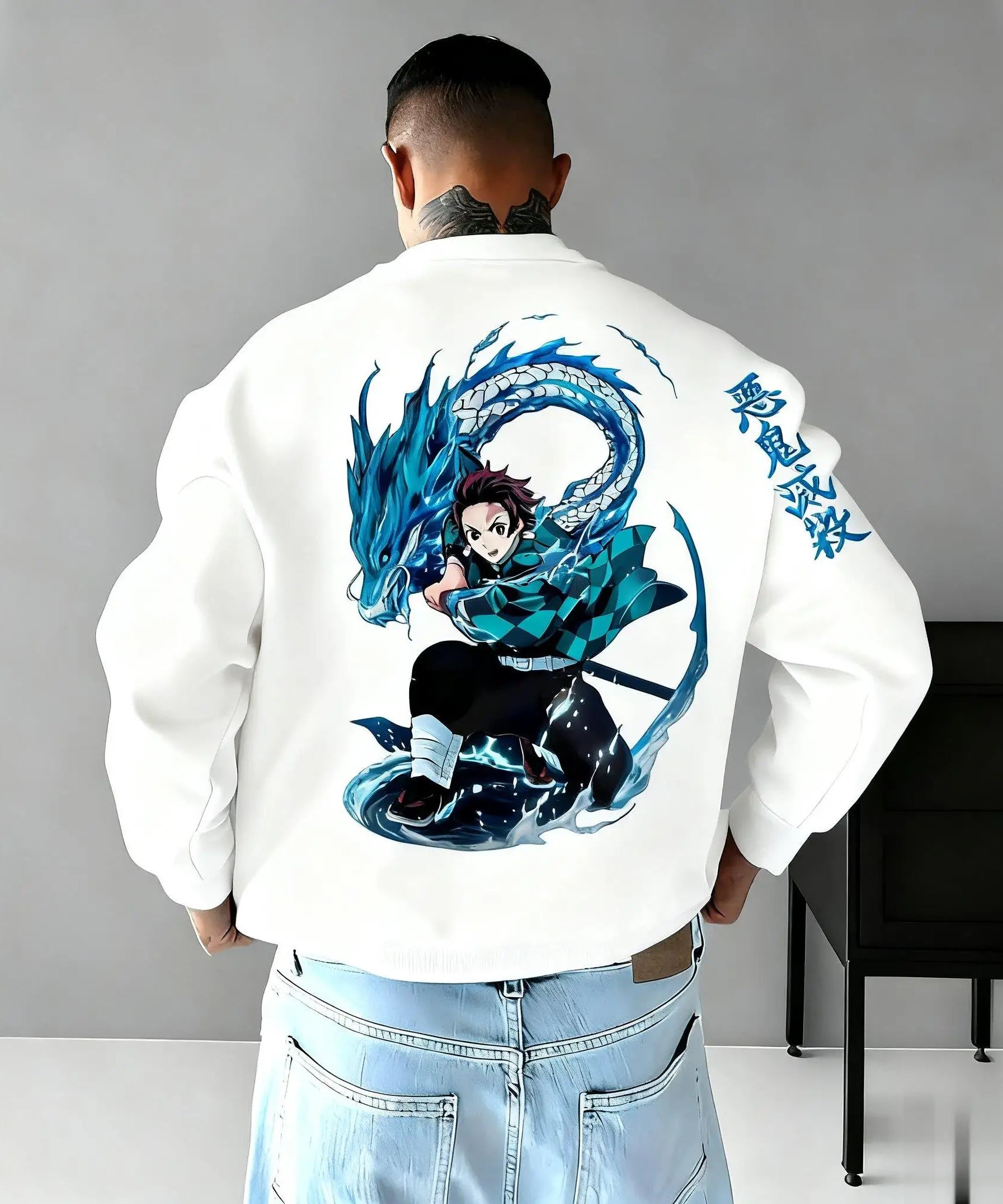 Oversized Demon Slayer Jacket Men Women Hooded Anime Print Coat Outdoor Streetwear Pullover Sweatshirt Casual Autumn Winter New