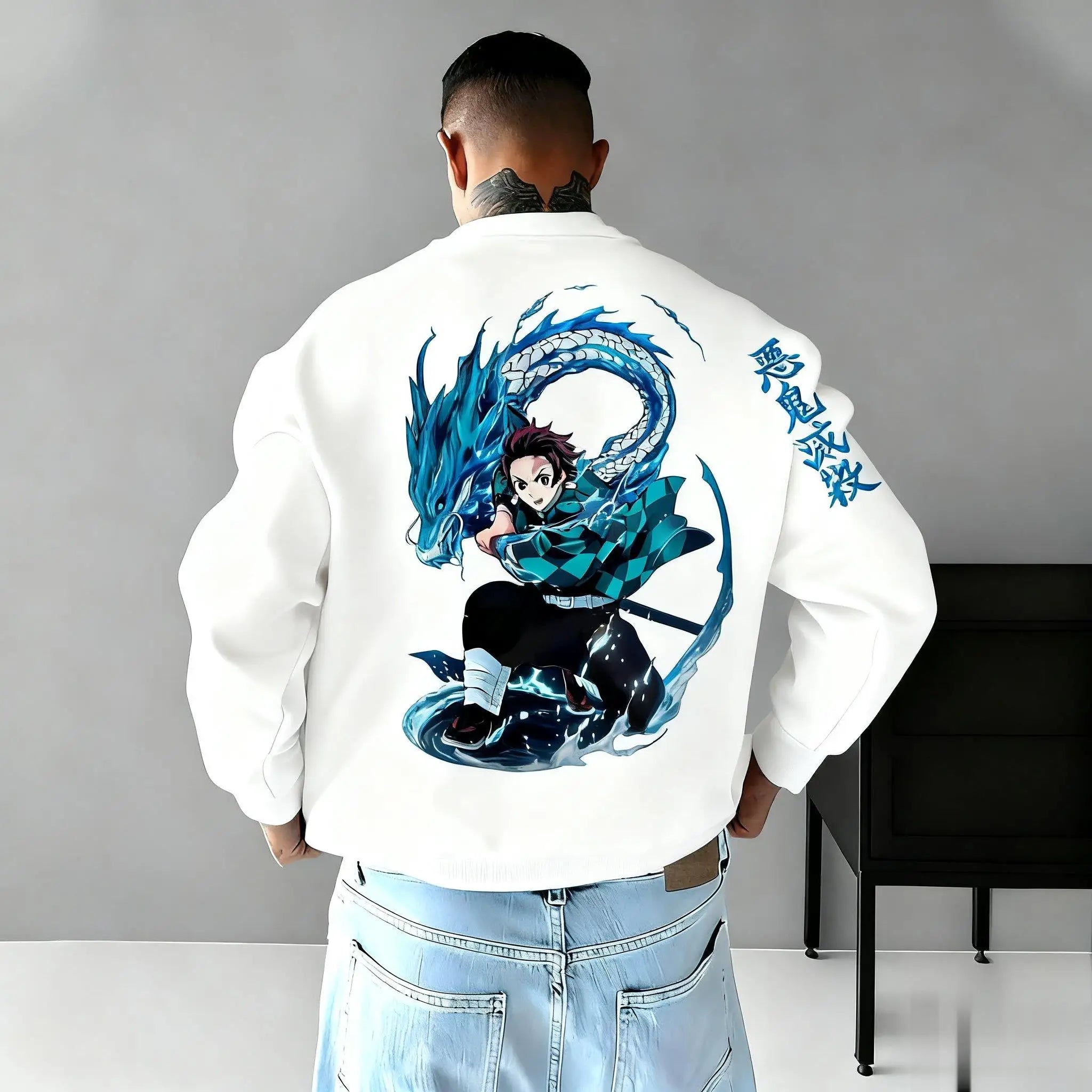 Oversized Demon Slayer Jacket Men Women Hooded Anime Print Coat Outdoor Streetwear Pullover Sweatshirt Casual Autumn Winter New