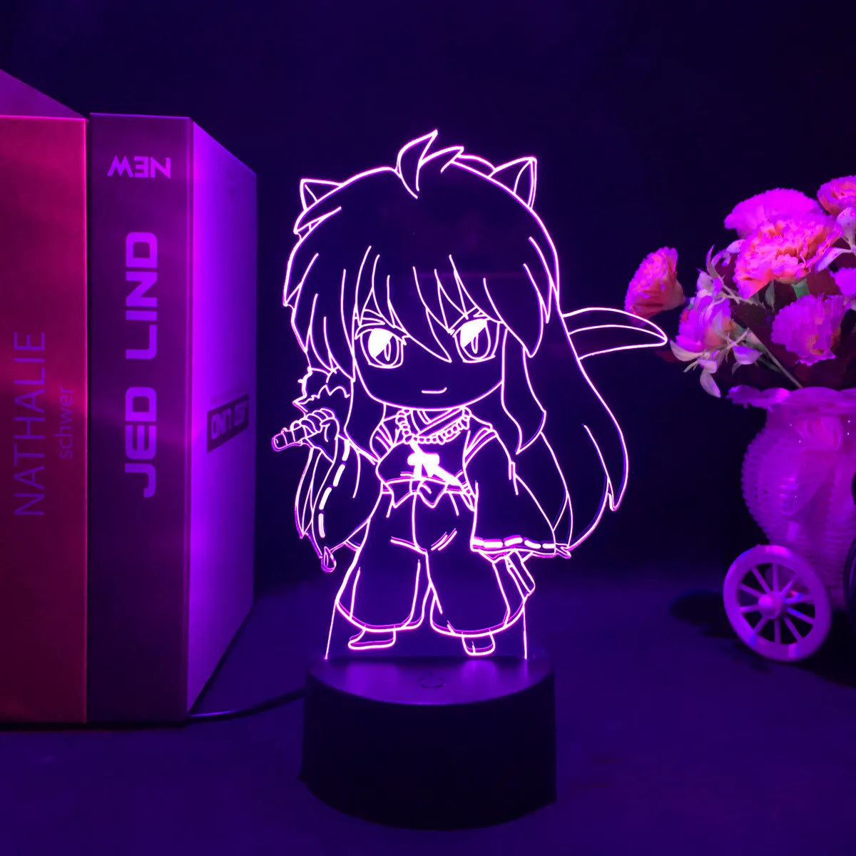 3D Led Nightlight Anime Inuyasha for Child Bedroom Decor Lighting Birthday Gift